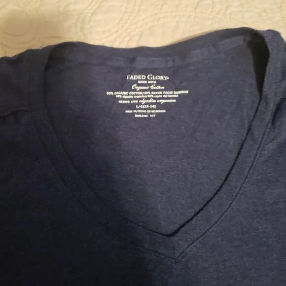 Faded Glory Long Sleeve V-Neck layering tee - Heather Blue Size LG - Picture 4 of 8